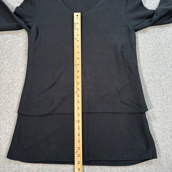 J. Jill Pure Jill Black Sweater High Low Hem Womens Small Knit Long Sleeve Tunic - Picture 5 of 8